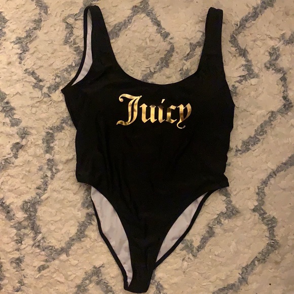 JUICY COUTURE ONE PIECE XL BLACK AND GOLD SWIMSUIT - Picture 2 of 6